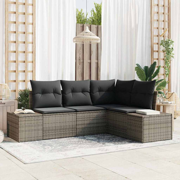 Havesofa Sæt 4 pcs Grå polyrattan