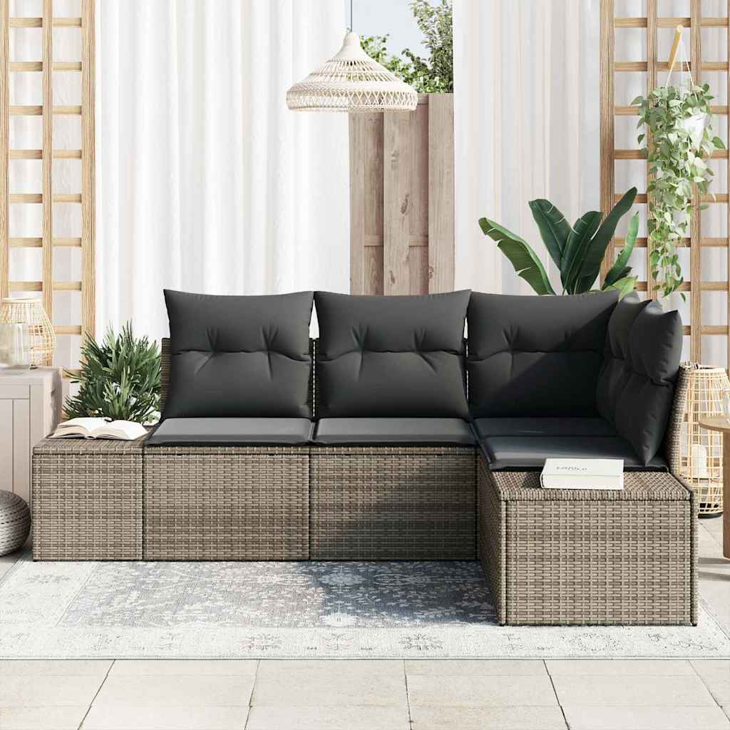 Havesofa Sæt 4 pcs Grå polyrattan