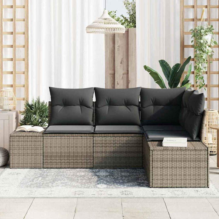 Havesofa Sæt 4 pcs Grå polyrattan