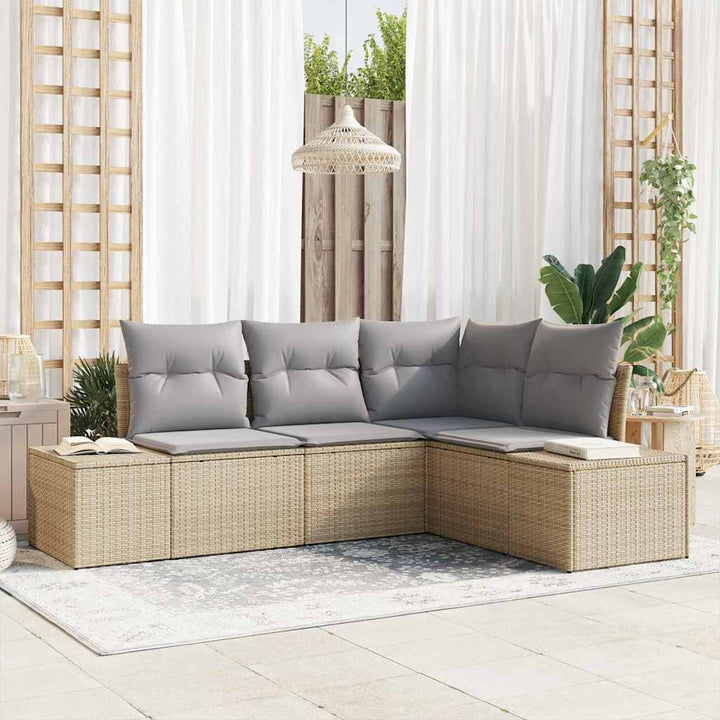Havesofa Sæt 4 pcs Beige polyrattan