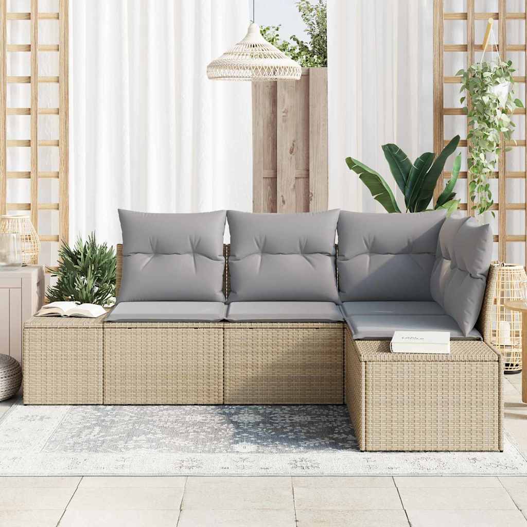 Havesofa Sæt 4 pcs Beige polyrattan