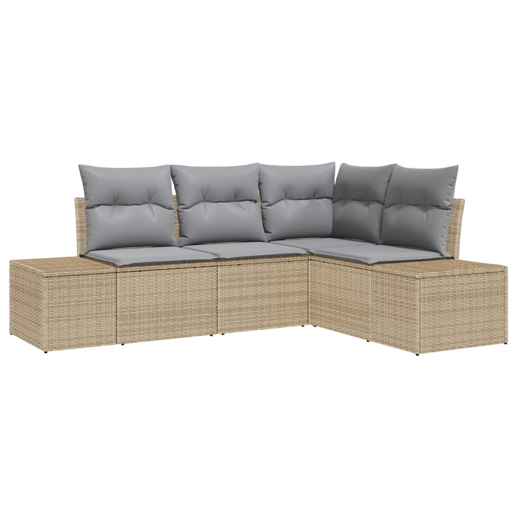 Havesofa Sæt 4 pcs Beige polyrattan