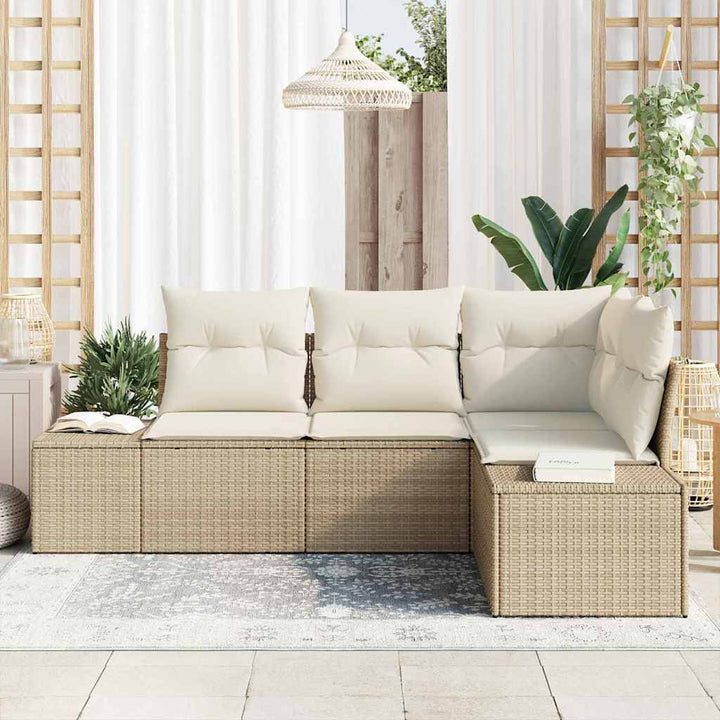 Havesofa Sæt 4 pcs Beige polyrattan