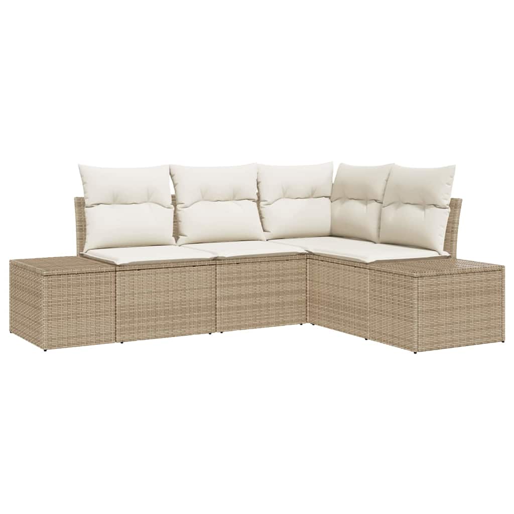 Havesofa Sæt 4 pcs Beige polyrattan