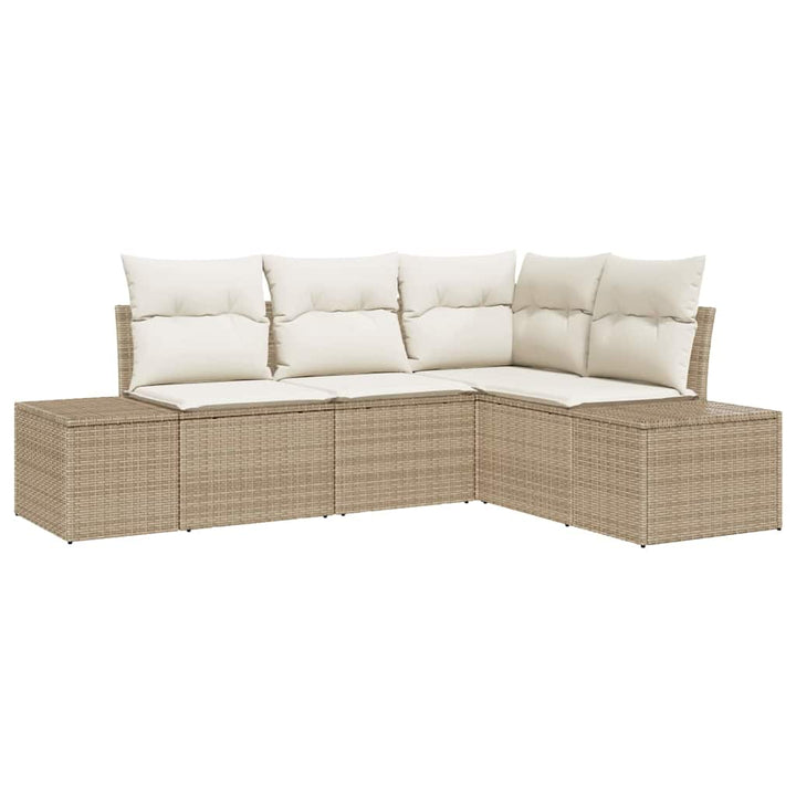 Havesofa Sæt 4 pcs Beige polyrattan