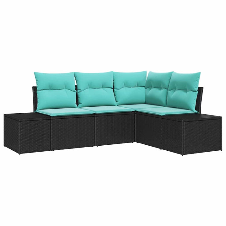 Havesofa Sæt 4 stk. Sort polyrattan