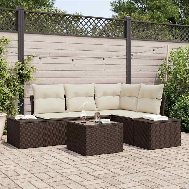 Havesofa Sæt 5 pcs Brun polyrattan