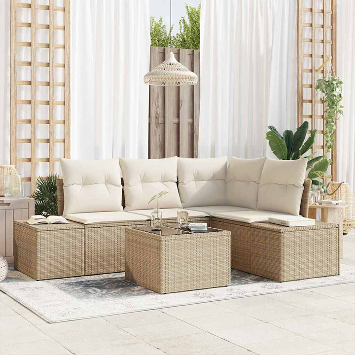 Havesofa Sæt 5 pcs Beige polyrattan