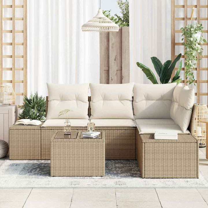 Havesofa Sæt 5 pcs Beige polyrattan
