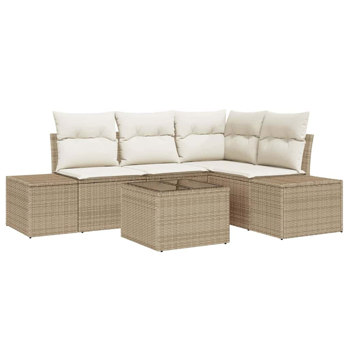 Havesofa Sæt 5 pcs Beige polyrattan