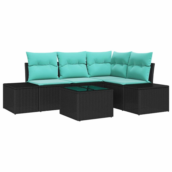 Havesofa Sæt 5 stk. Sort polyrattan