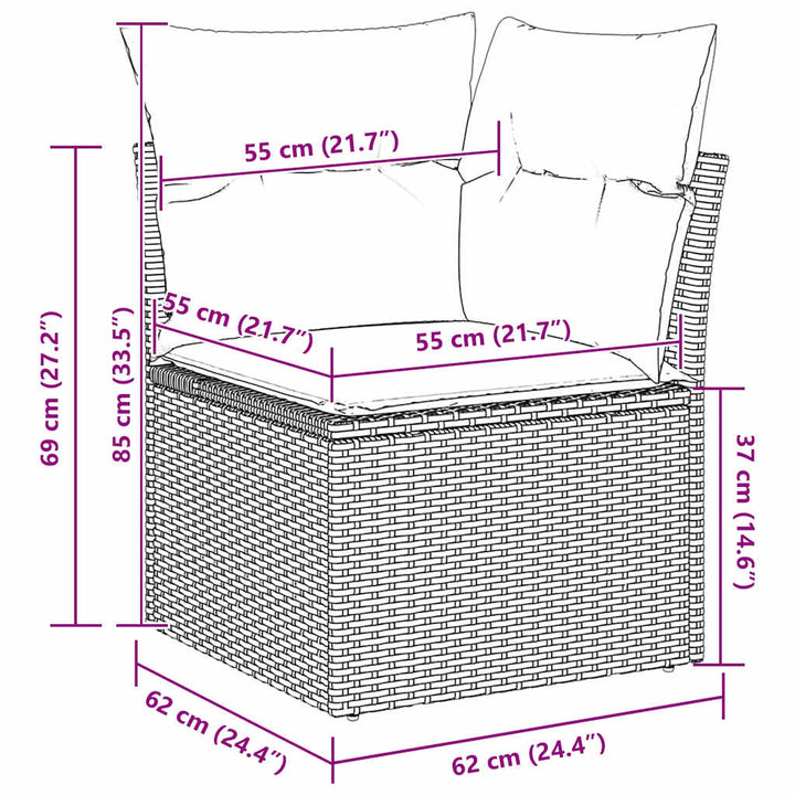Havesofa Sæt 5 stk. Sort polyrattan