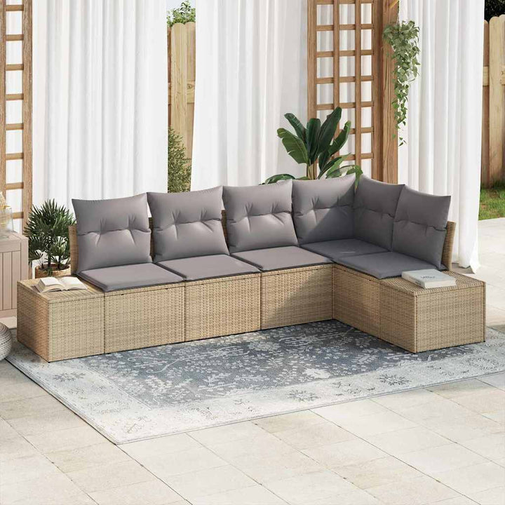 Havesofa Sæt 5 pcs Beige polyrattan