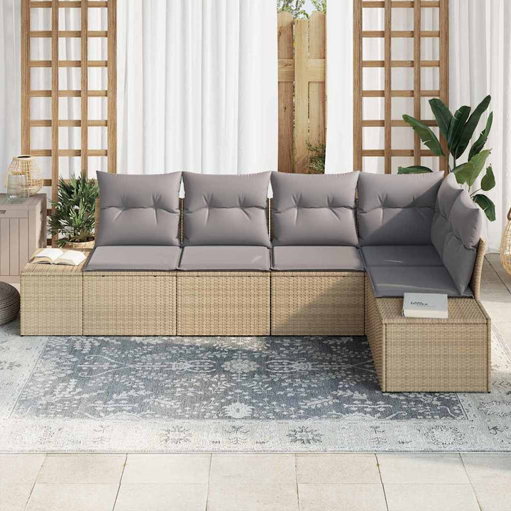 Havesofa Sæt 5 pcs Beige polyrattan