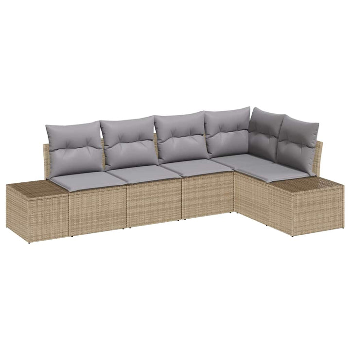 Havesofa Sæt 5 pcs Beige polyrattan