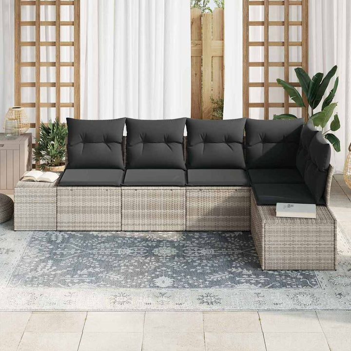Havesofa Sæt 5 pcs Lysegrå polyrattan