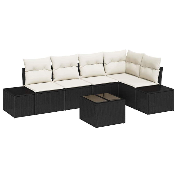 Havesofa Sæt 6 stk. Sort polyrattan