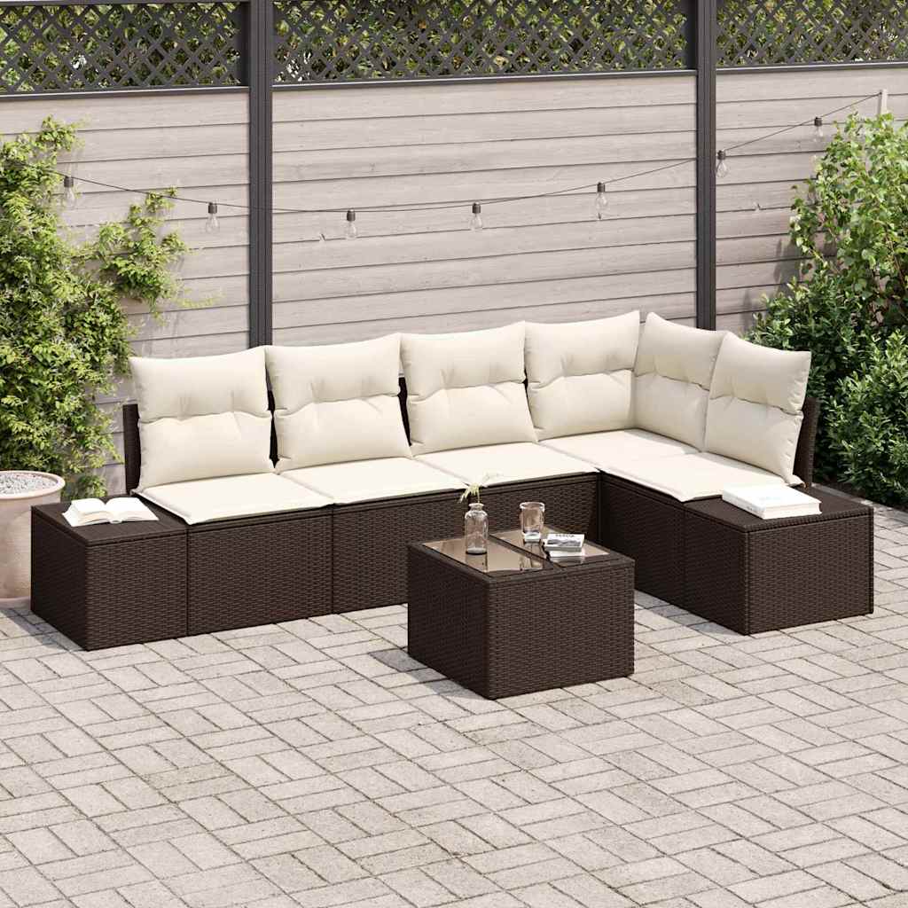 Havesofa Sæt 6 pcs Brun polyrattan