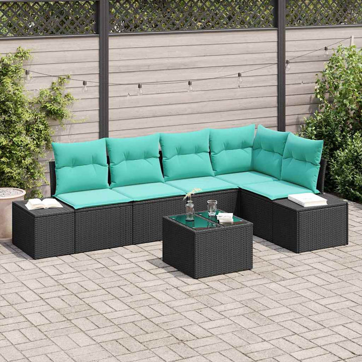 Havesofa Sæt 6 stk. Sort polyrattan
