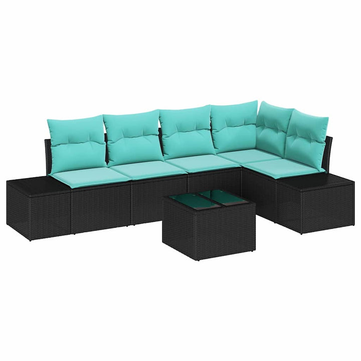 Havesofa Sæt 6 stk. Sort polyrattan