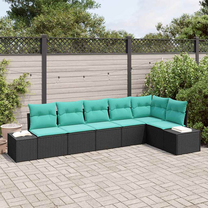 Havesofa Sæt 6 stk. Sort polyrattan