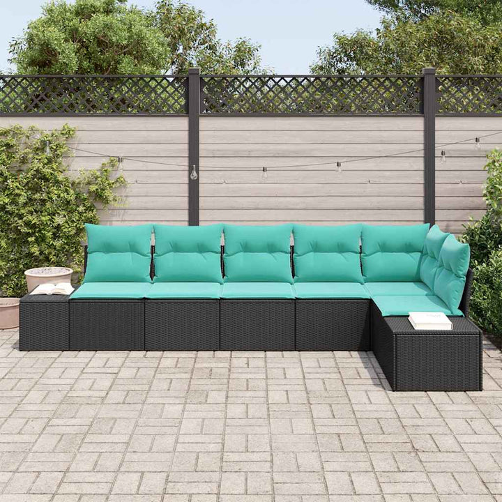 Havesofa Sæt 6 stk. Sort polyrattan