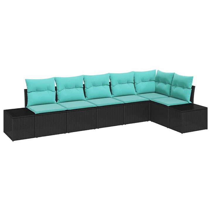 Havesofa Sæt 6 stk. Sort polyrattan