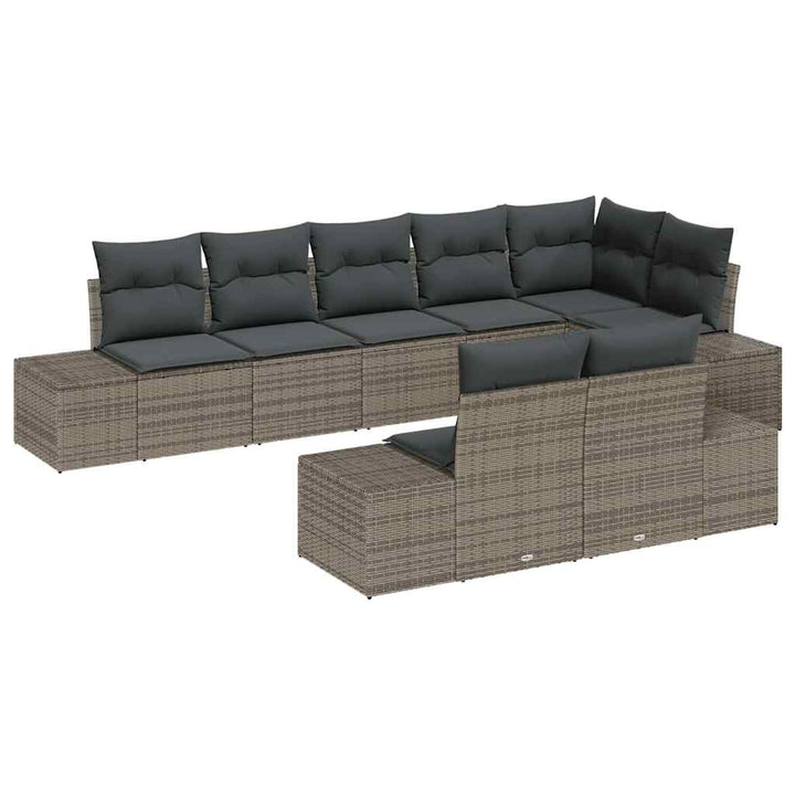 Havesofa Sæt med pude 8 pcs Grå polyrattan