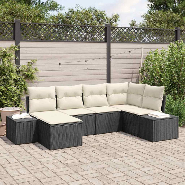 Havesofa Sæt 6 stk. Sort og Cream polyrattan