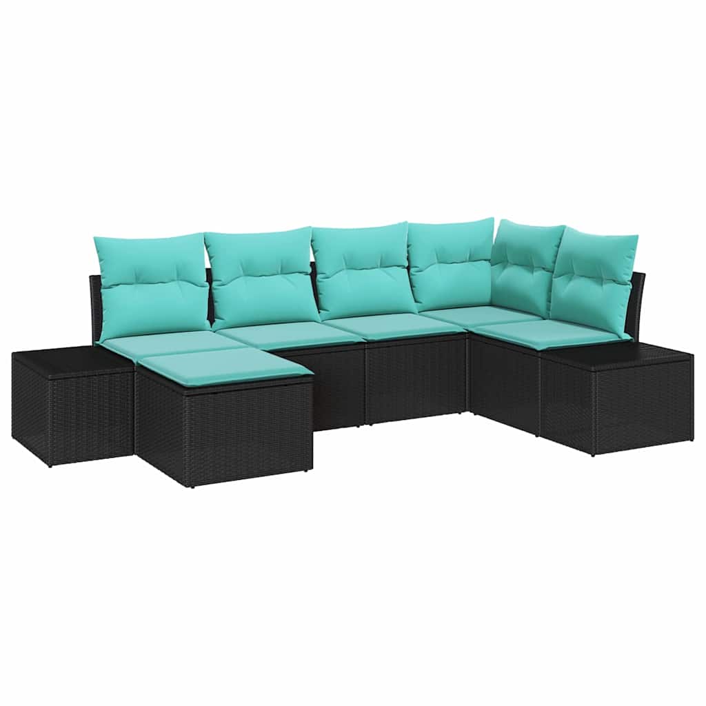 Havesofa Sæt 6 stk. Sort polyrattan