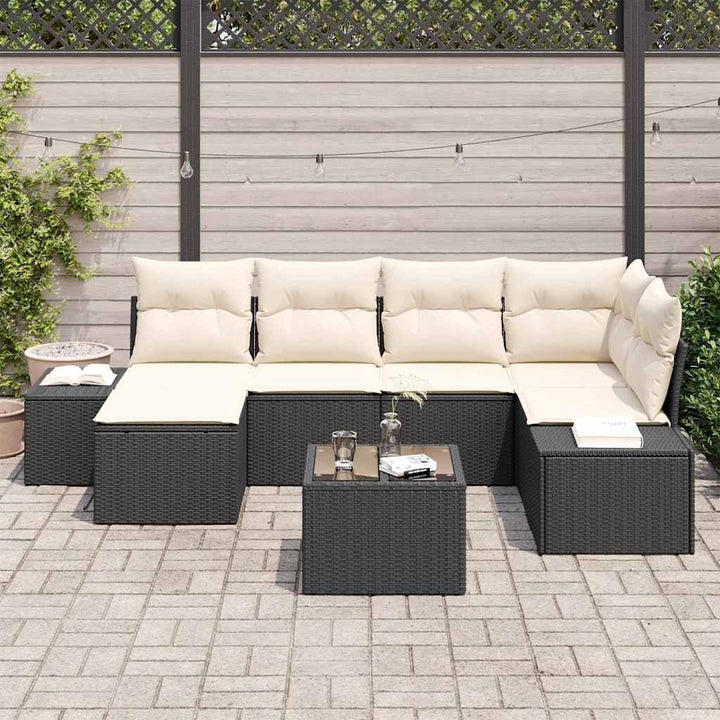 Havesofa Sæt 7 stk. Sort og Cream polyrattan