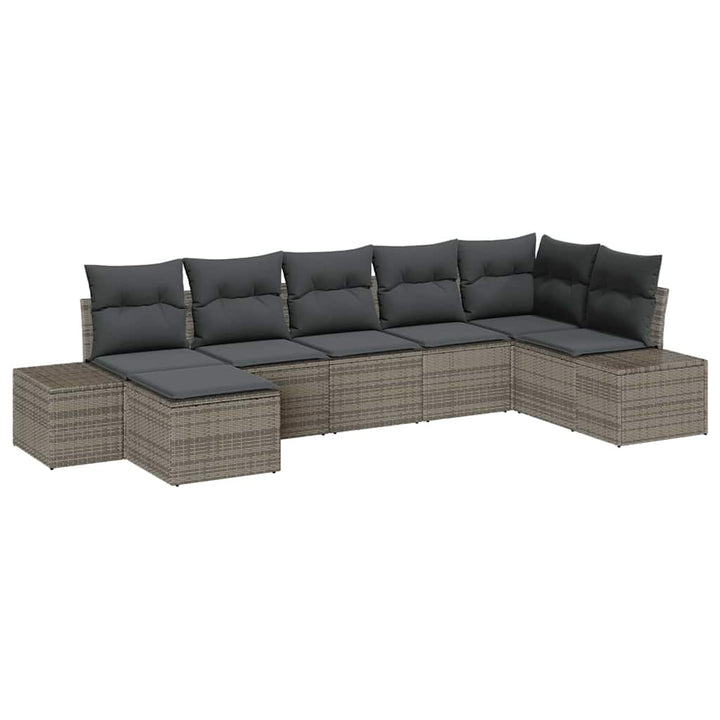 Havesofa Sæt med pude 7 pcs Grå polyrattan