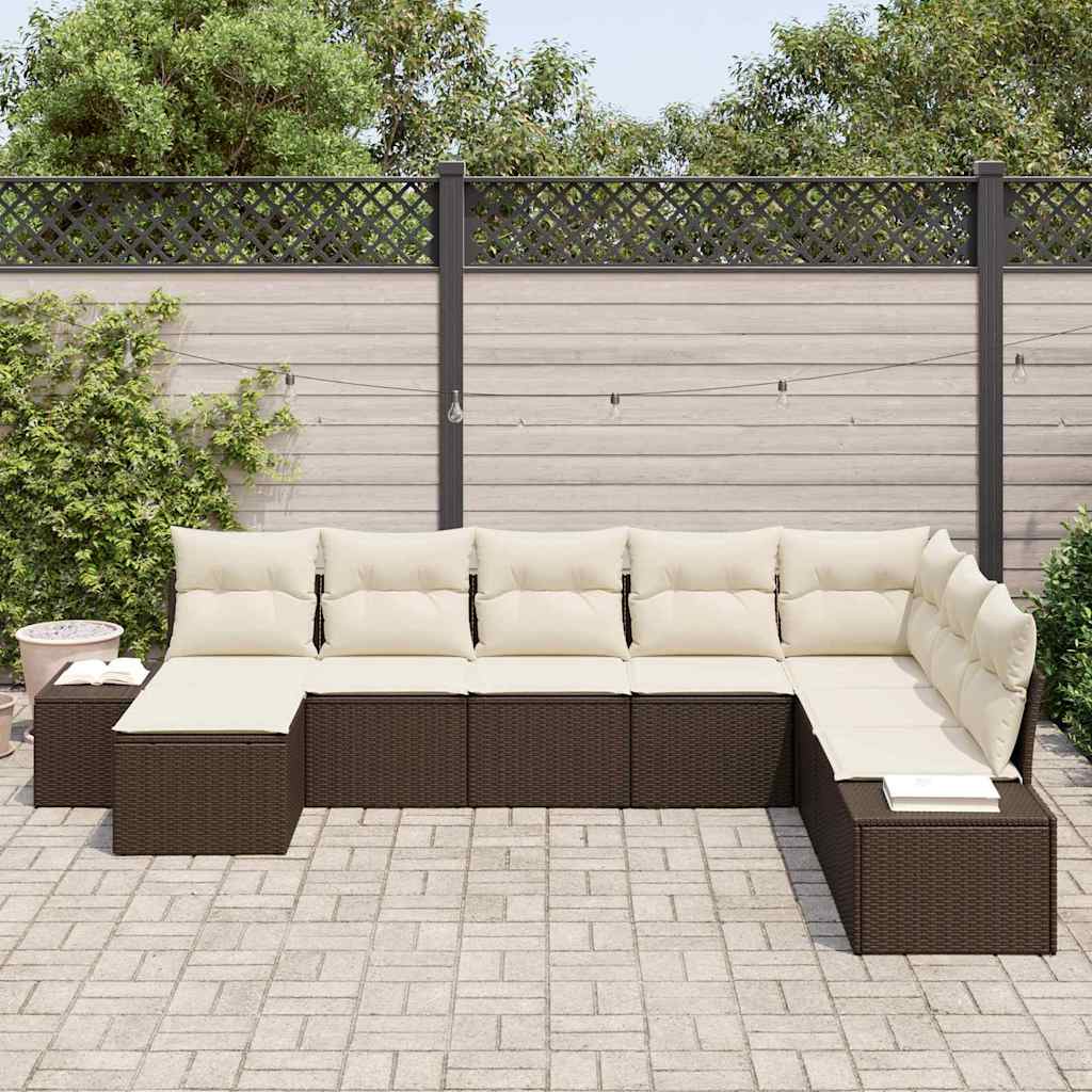 Havesofa Sæt med pude 8 pcs polyrattan