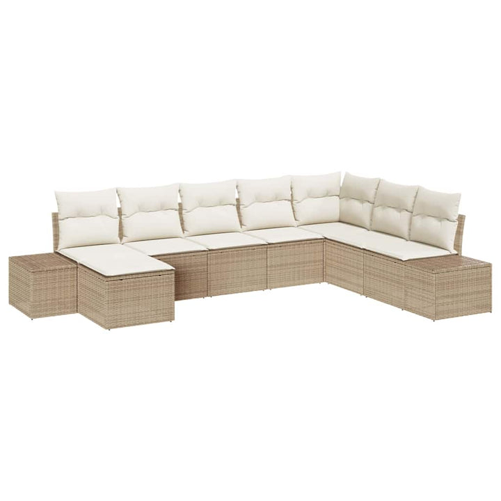 Havesofa Sæt med pude 8 pcs Beige polyrattan