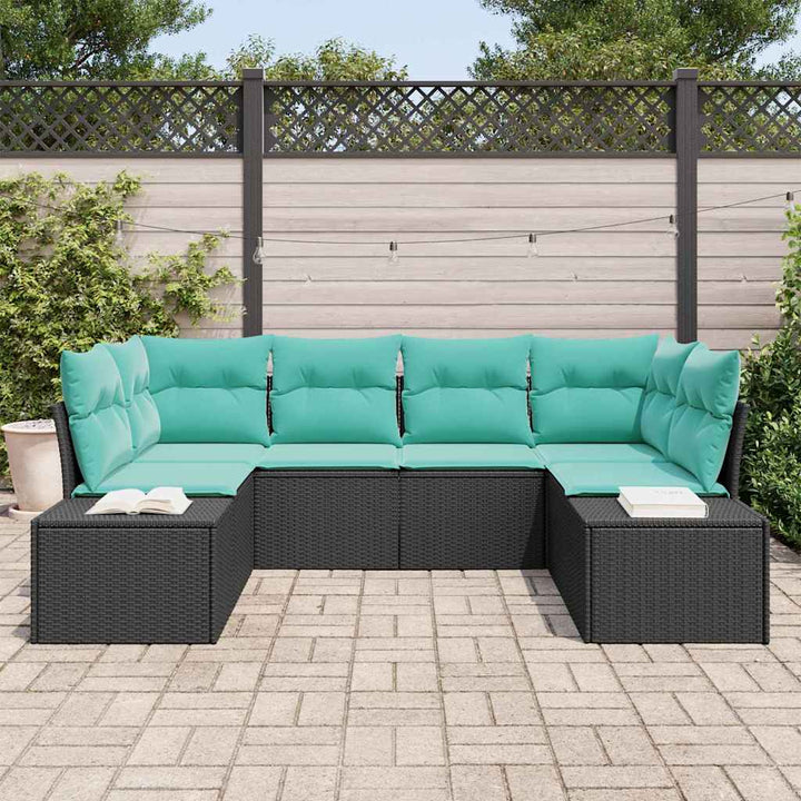 Havesofa Sæt 6 stk. Sort polyrattan