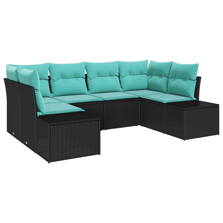 Havesofa Sæt 6 stk. Sort polyrattan