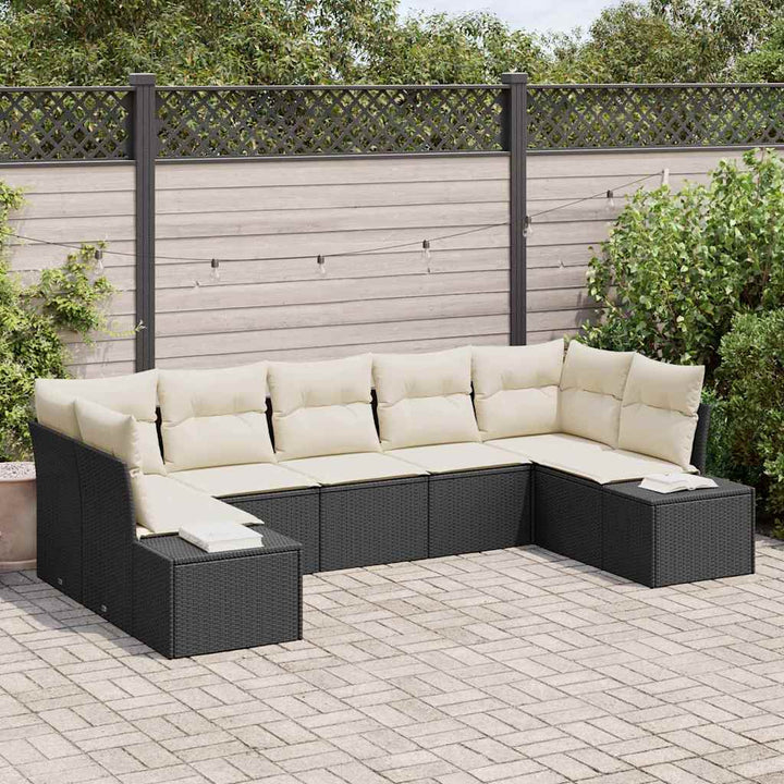 Havesofa Sæt 7 stk. Sort polyrattan