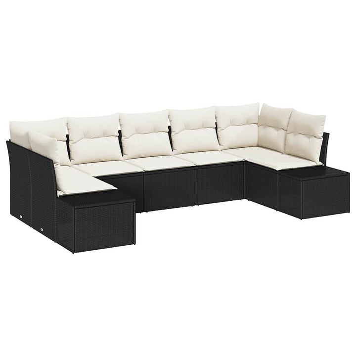 Havesofa Sæt 7 stk. Sort polyrattan