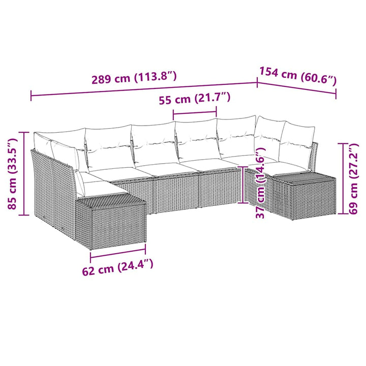 Havesofa Sæt 7 stk. Sort polyrattan