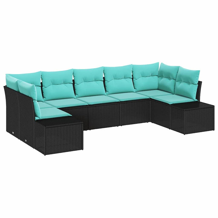 Havesofa Sæt 7 stk. Sort polyrattan