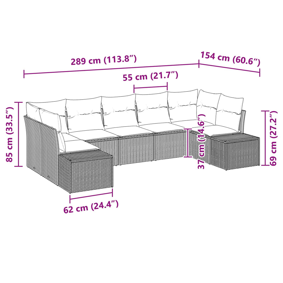 Havesofa Sæt 7 stk. Sort polyrattan