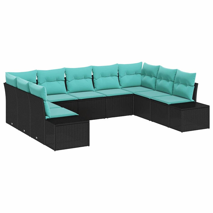 Havesofa Sæt 9 stk. Sort polyrattan