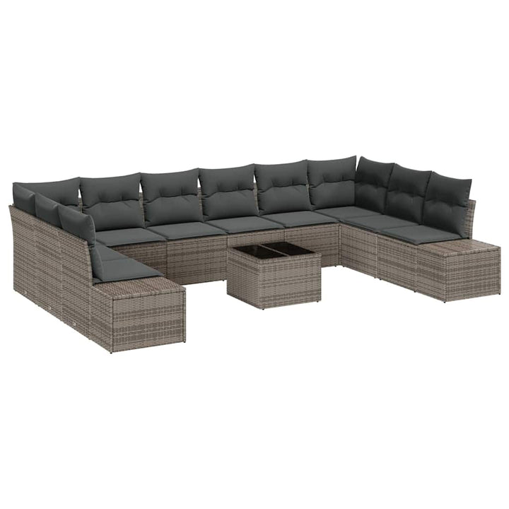 Havesofa Sæt med pude 11 pcs Grå polyrattan