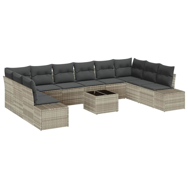 Havesofa Sæt med pude 11 pcs Lysegrå polyrattan