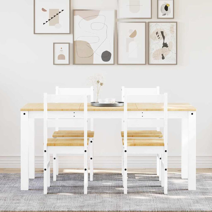 spisebordssæt 5 dele Panama massivt fyrretræ hvid