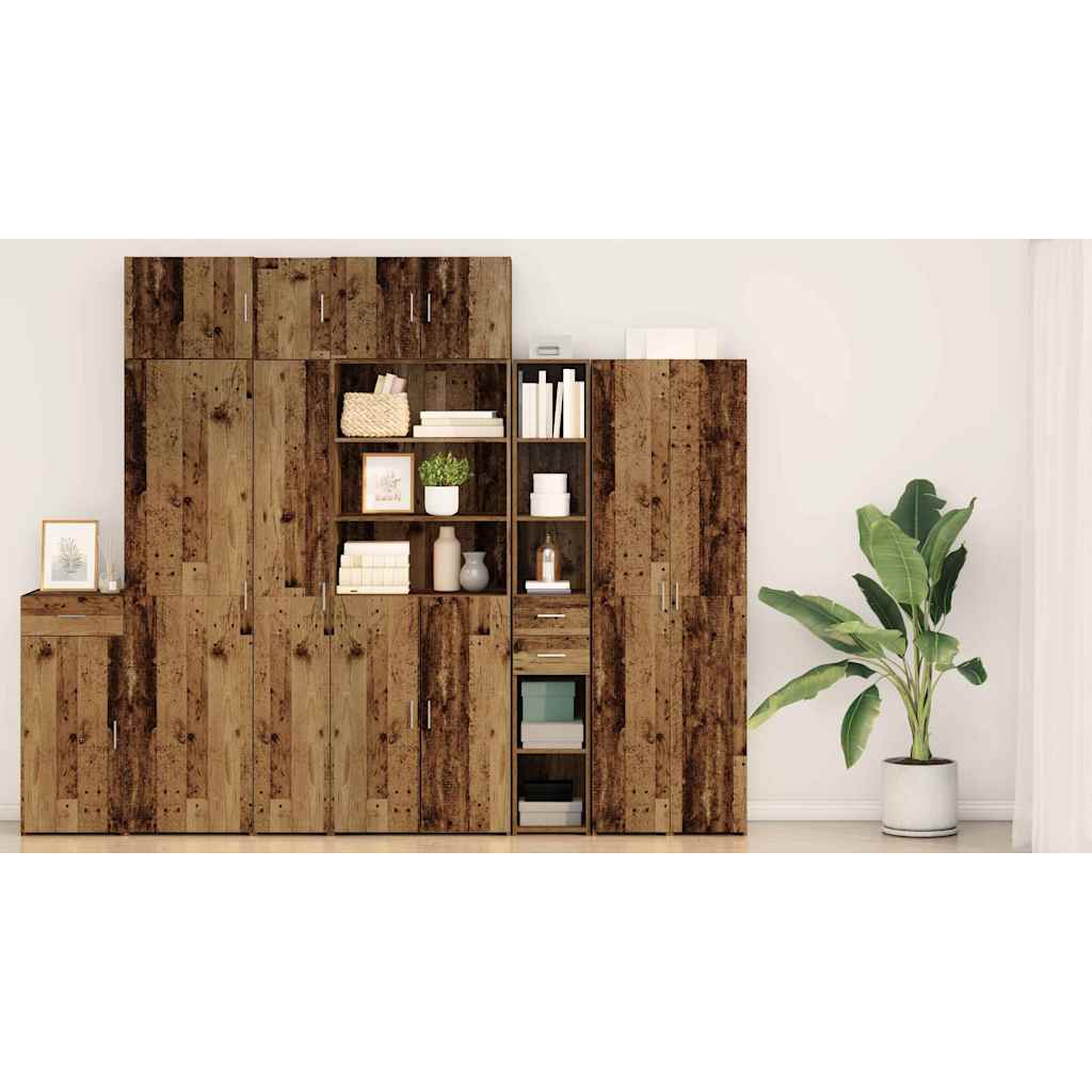 Bogreol med skuffe Gammelt træ 30 x 42.4 x 185.2 cm