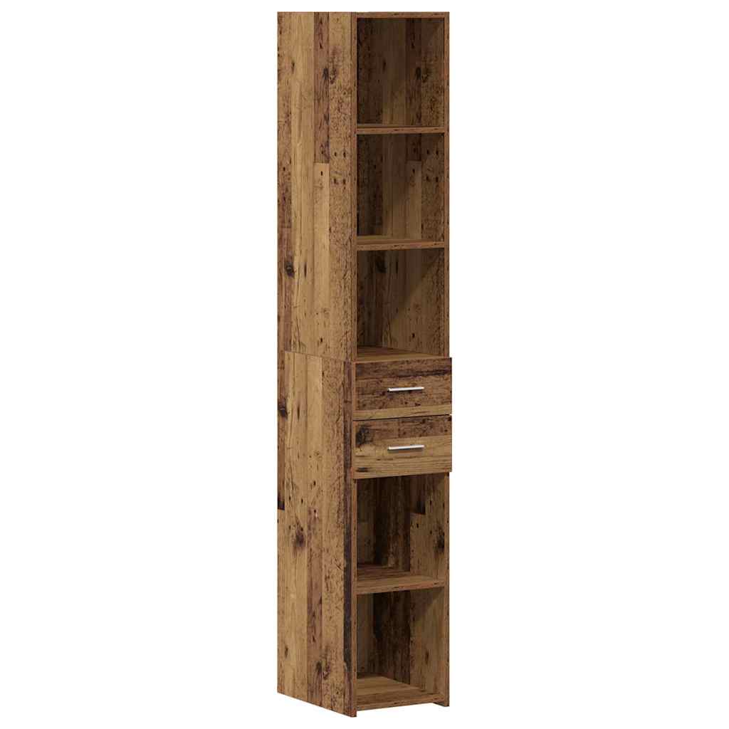 Bogreol med skuffe Gammelt træ 30 x 42.4 x 185.2 cm