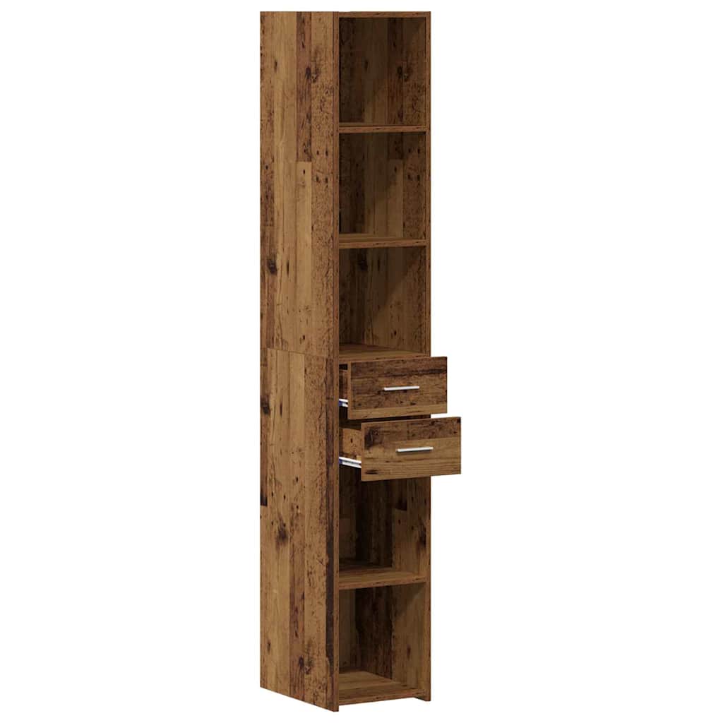 Bogreol med skuffe Gammelt træ 30 x 42.4 x 185.2 cm