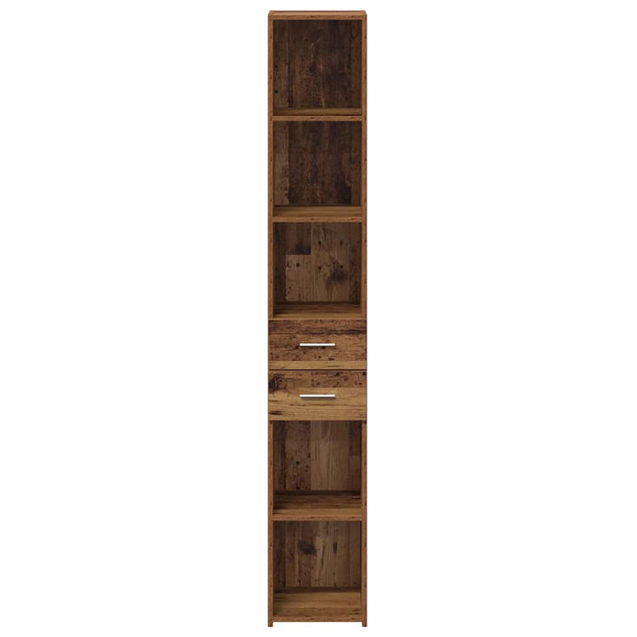 Bogreol med skuffe Gammelt træ 30 x 42.4 x 185.2 cm