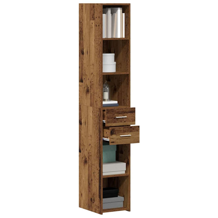 Bogreol med skuffe Gammelt træ 30 x 42.4 x 185.2 cm